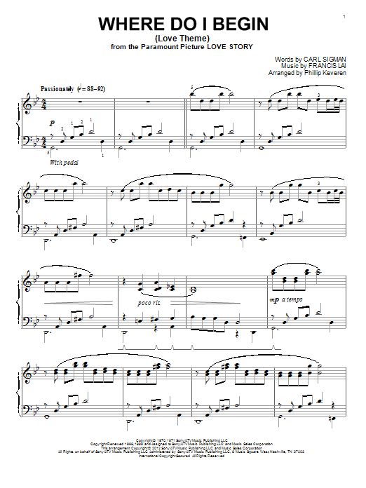 Product picture to:  Where Do I Begin (Love Theme) (arr. Phillip Keveren) - Francis Lai
