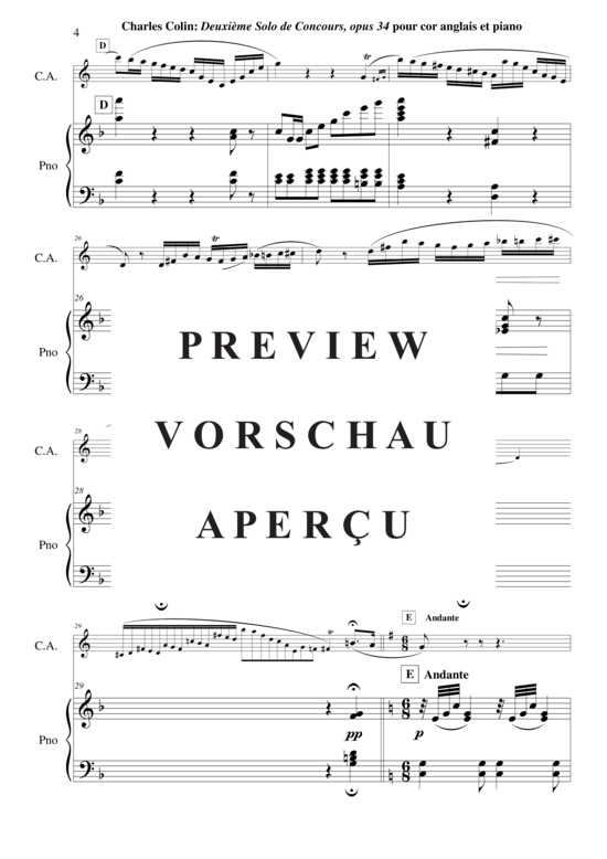 Produktgalerie: Seite 5 von 17 Solo de Concours no. 2, Opus 34 , , (Englischhorn + Klavier)