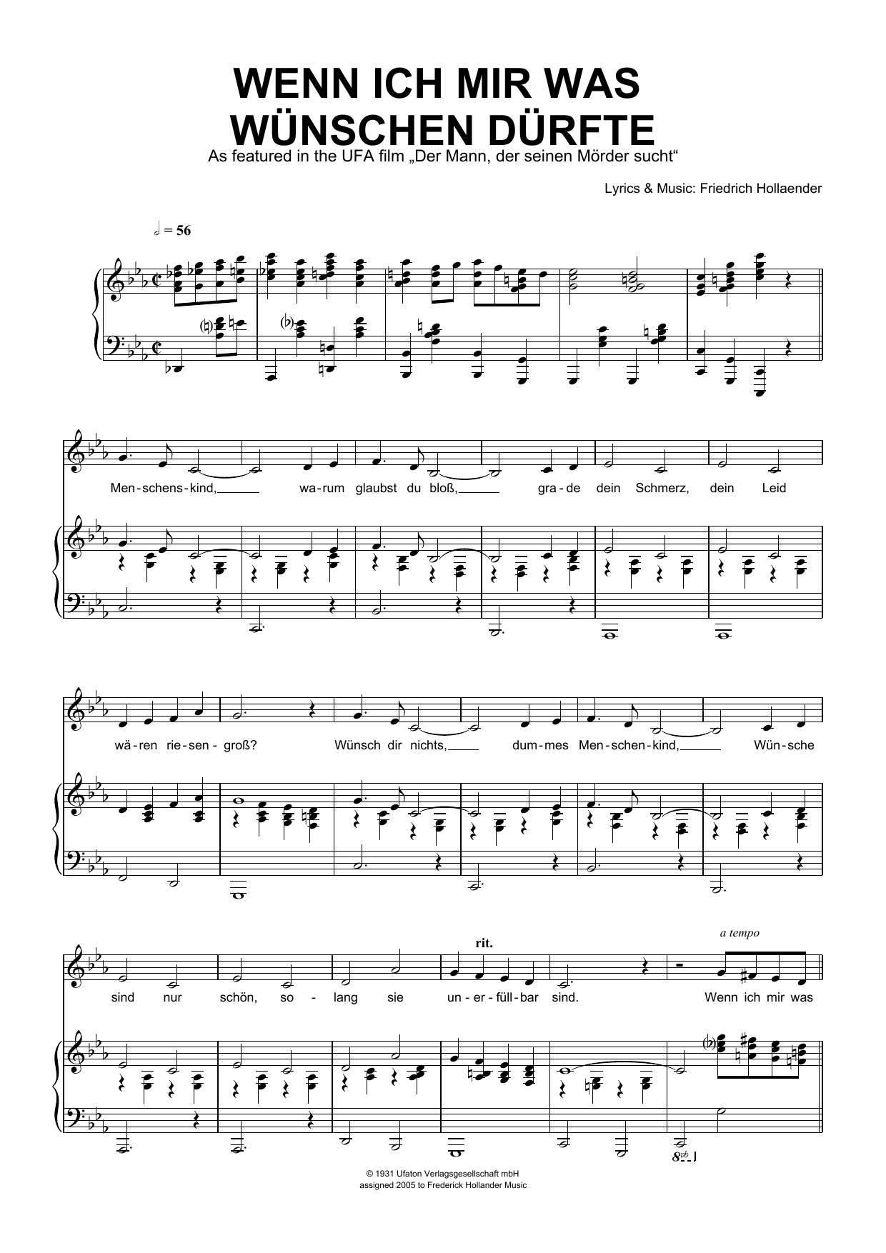 Produktgalerie: Seite 1 von 1 Wenn Ich Mir Was Wunchen Durfte, Friedrich Hollaender, Gesang, Klavier