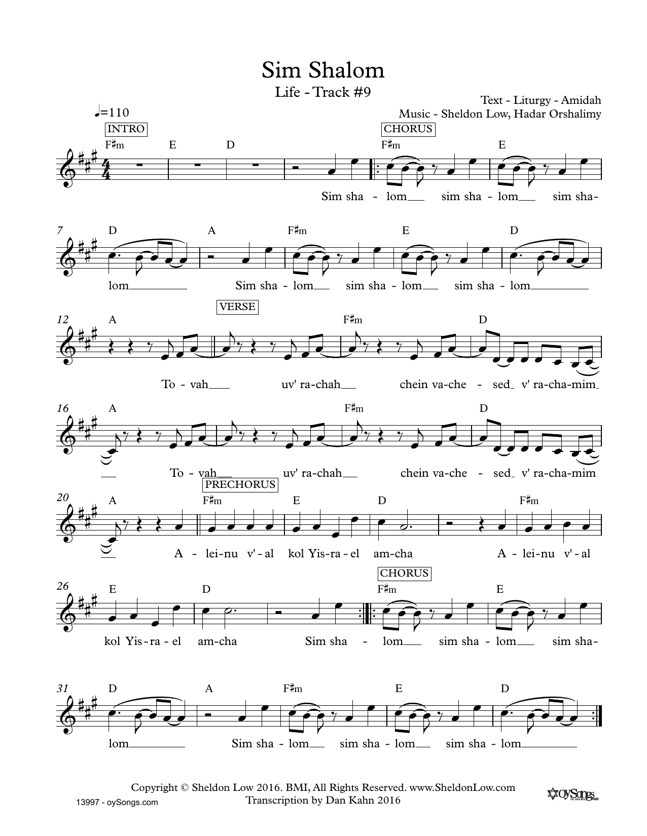 Produktgalerie: Seite 1 von 1 Sim Shalom, Sheldon Low, Melodieinstrument