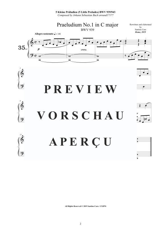 Produktgalerie: Seite 3 von 9 5 Kleine Präludien BWV 939–943, , Klavier Solo