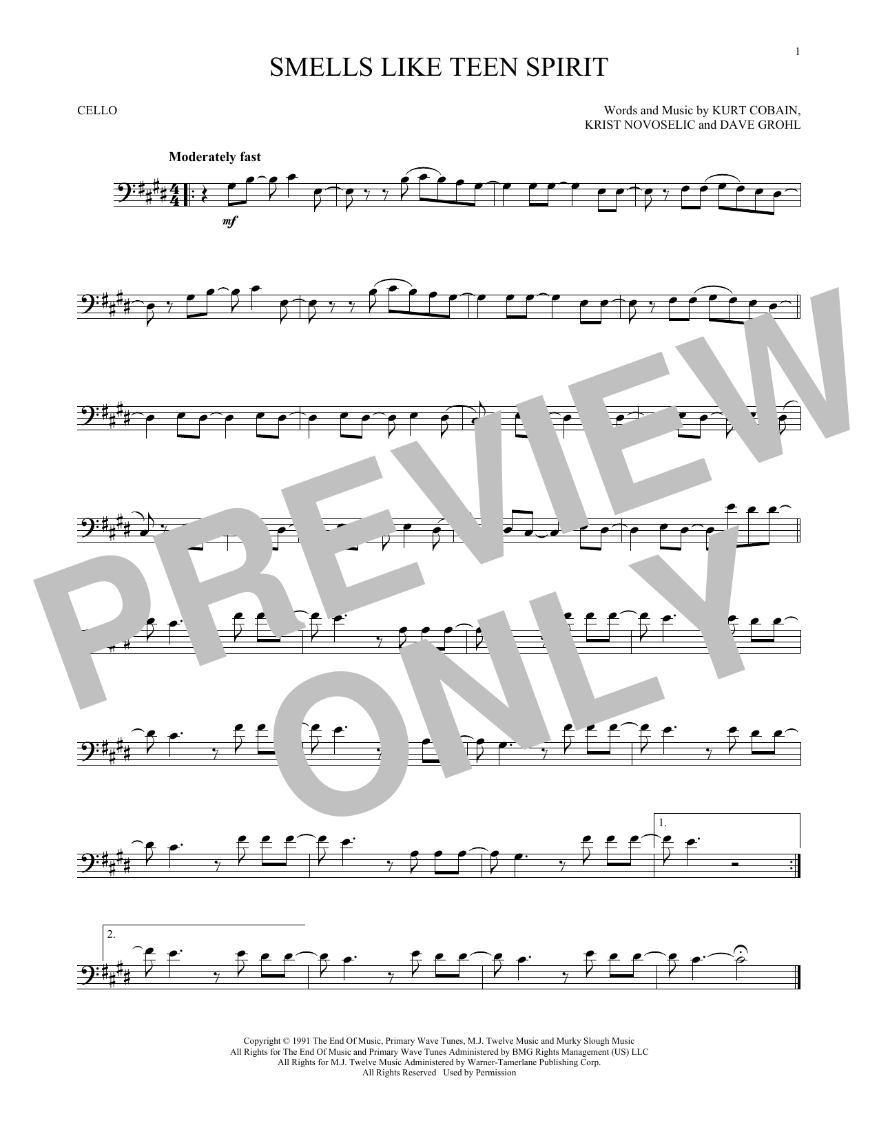 Produktgalerie: Seite 1 von 1 Smells Like Teen Spirit, Nirvana, Violoncello