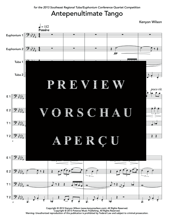 Product gallery: Page 5 of 11 Antepenultimate Tango, , (Tuba Quartett EETT)