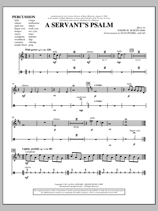 Produktgalerie: Seite 1 von 1 A Servant's Psalm - Percussion 1 & 2, Joseph M. Martin, Chor