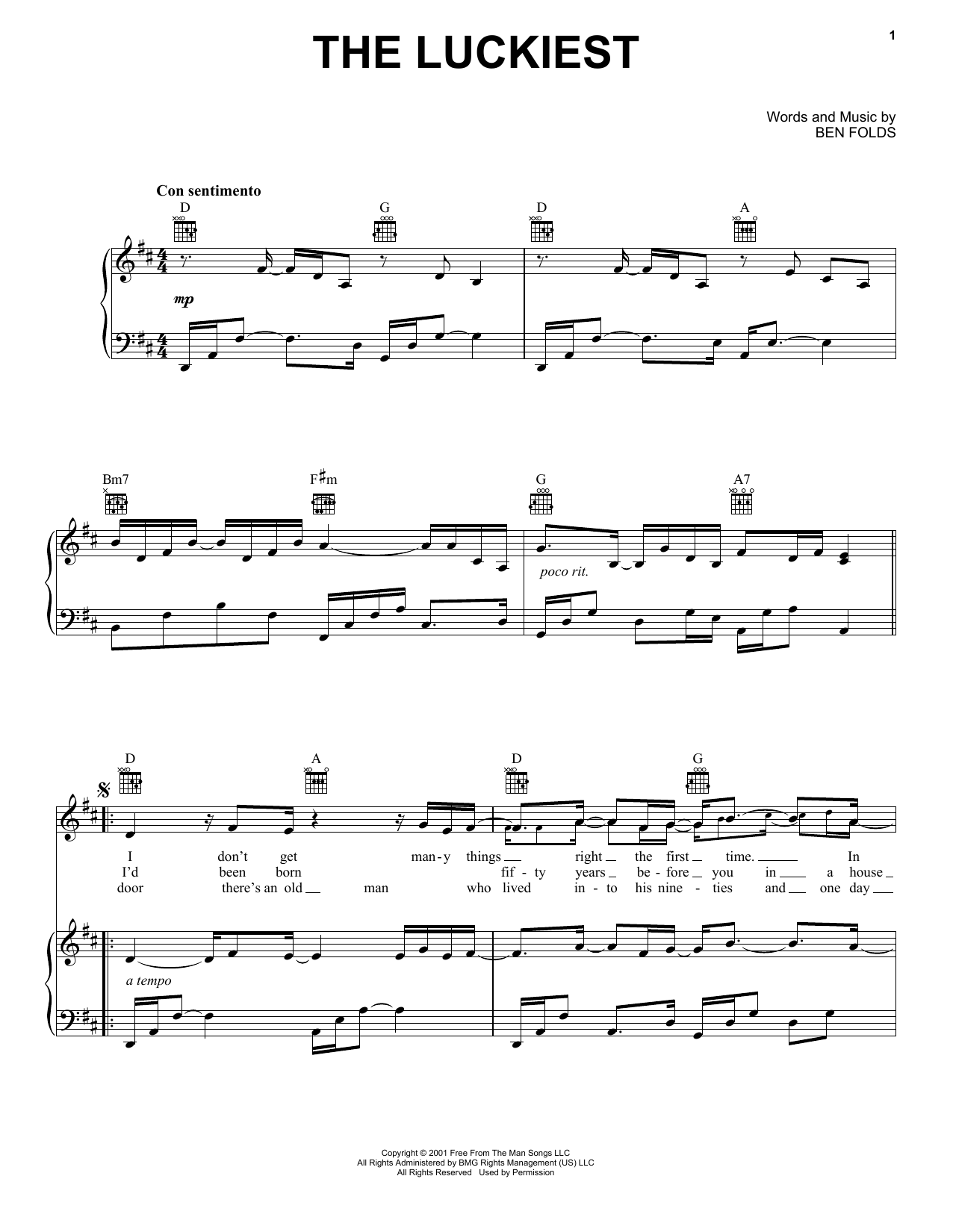 Produktgalerie: Seite 1 von 1 The Luckiest, Ben Folds, Gesang, Gitarre, Klavier