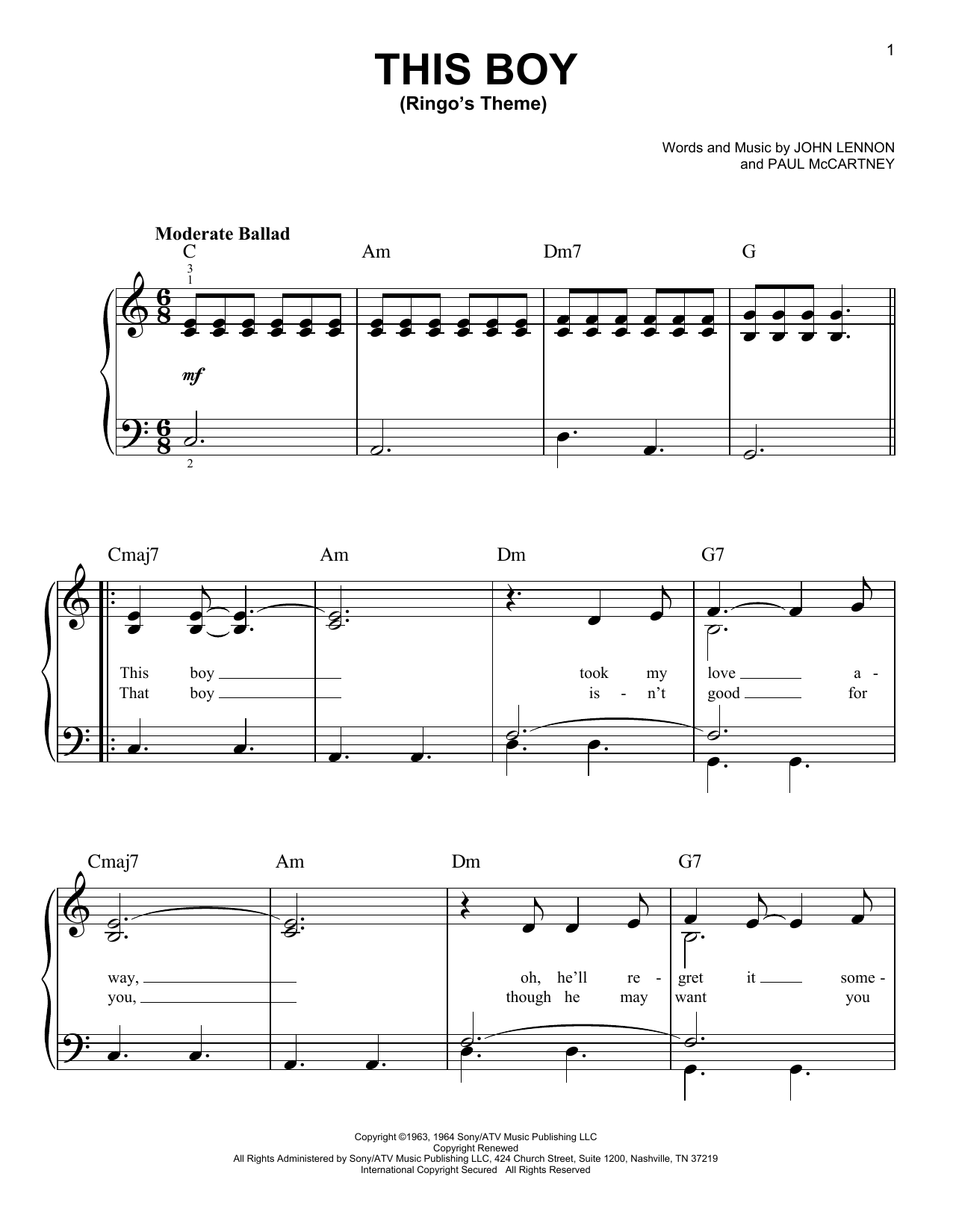 Produktgalerie: Seite 1 von 1 This Boy (Ringo's Theme), The Beatles, Klavier