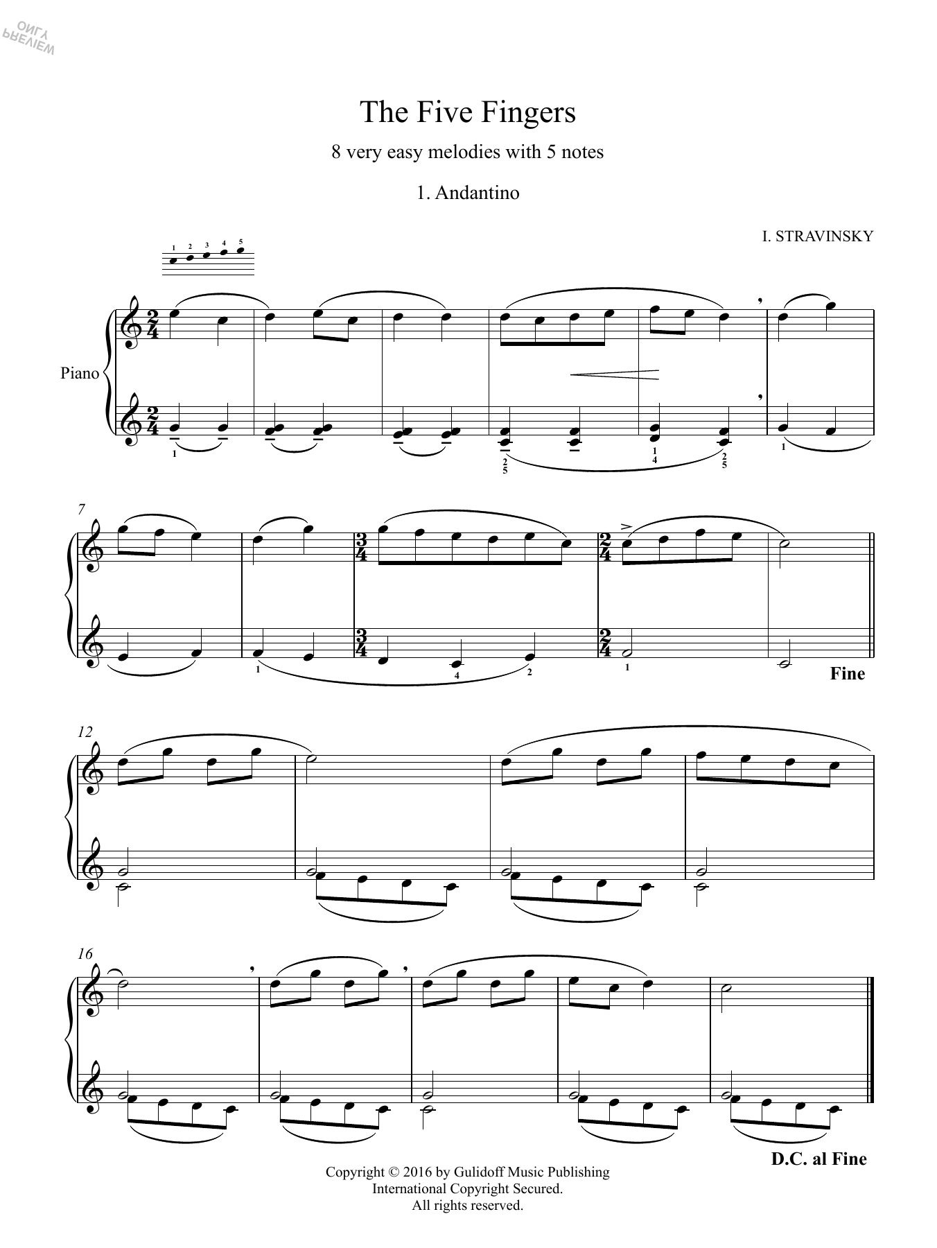 Product picture to: Five Fingers: 1. Andantino