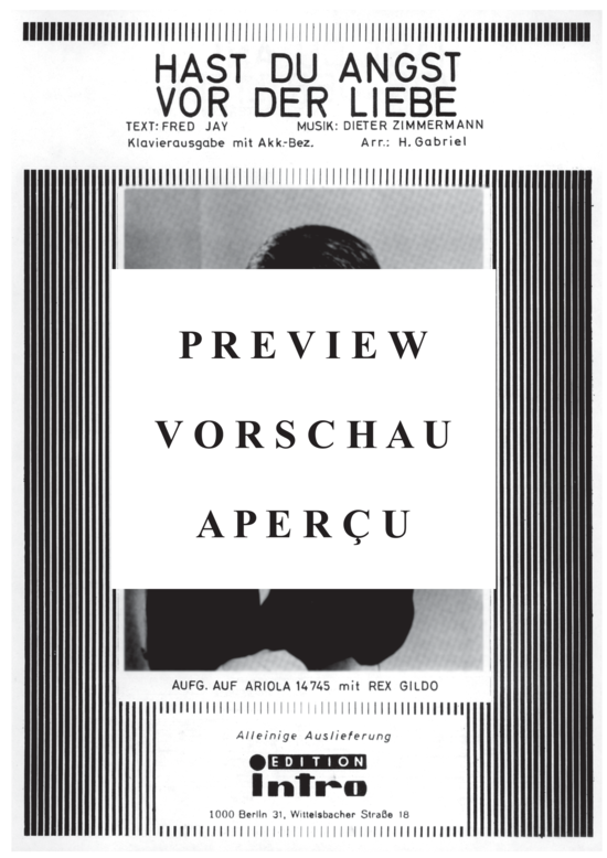 Produktgalerie: Seite 2 von 4 Hast du Angst vor der Liebe, Gildo, 	Rex, Klavier und Gesang