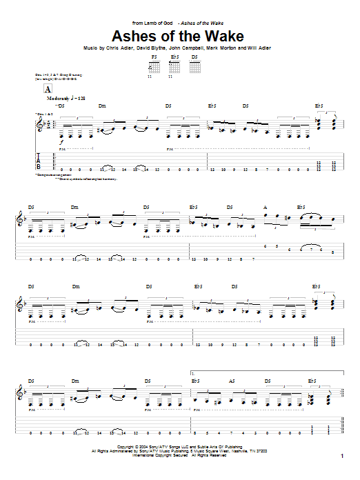 Produktgalerie: Seite 1 von 1 Ashes Of The Wake, Lamb Of God, Gitarre