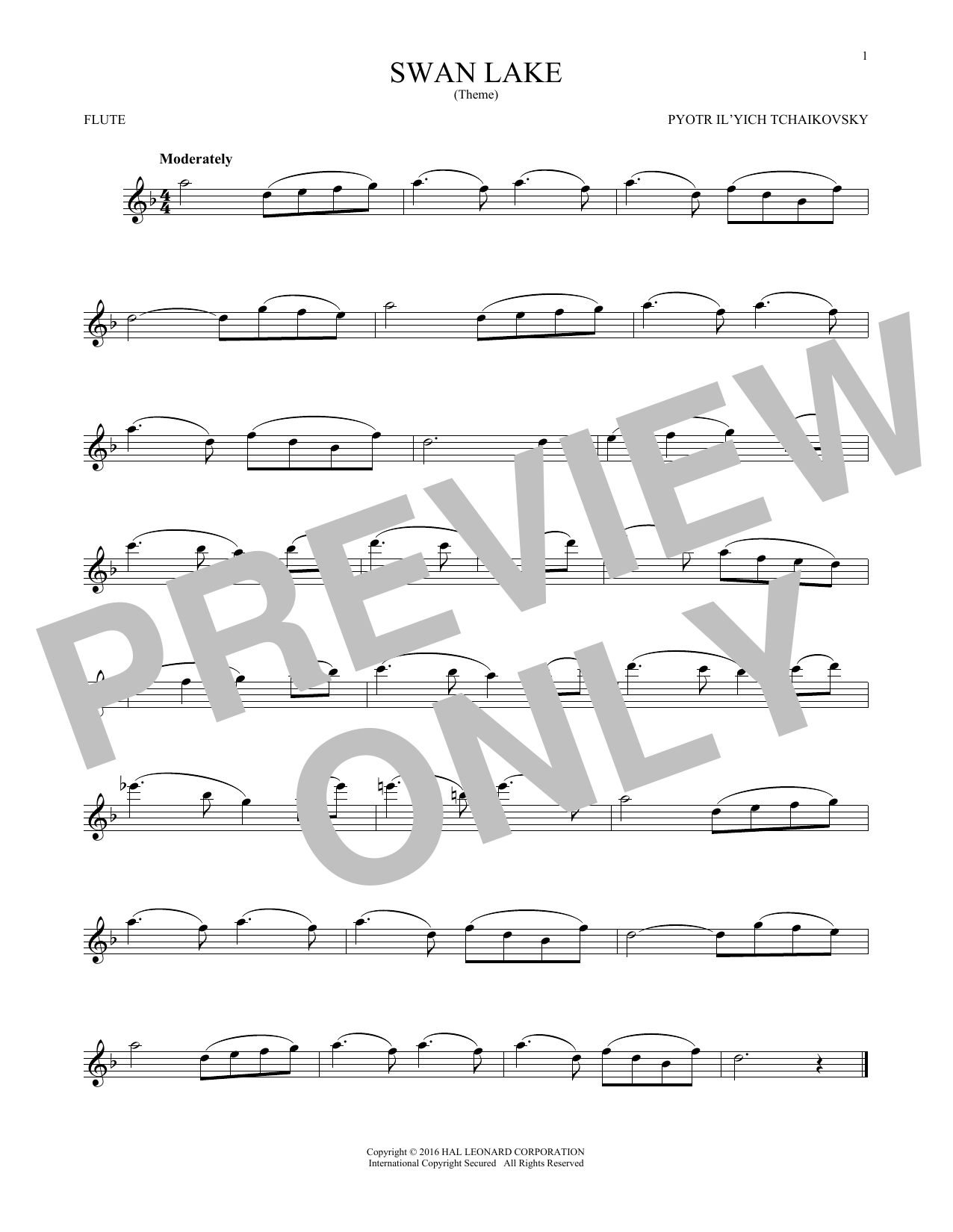 Product gallery: Page 1 of 1 Theme From Swan Lake, Pyotr Il'yich Tchaikovsky