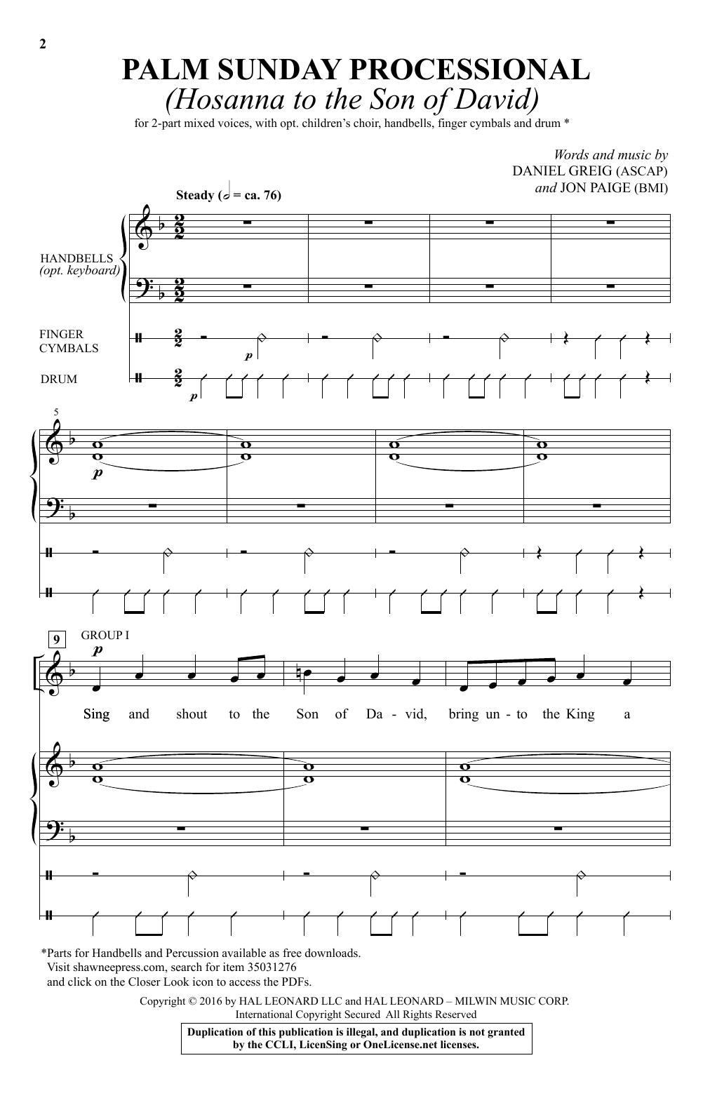Produktbild zu: Palm Sunday Processional (Hosanna To The Son Of David)