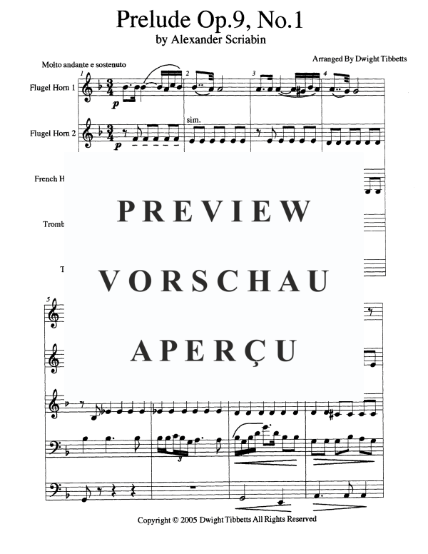 Product gallery: Page 3 of 11 Prelude, Opus 9 No. 1, , Brass Quintet