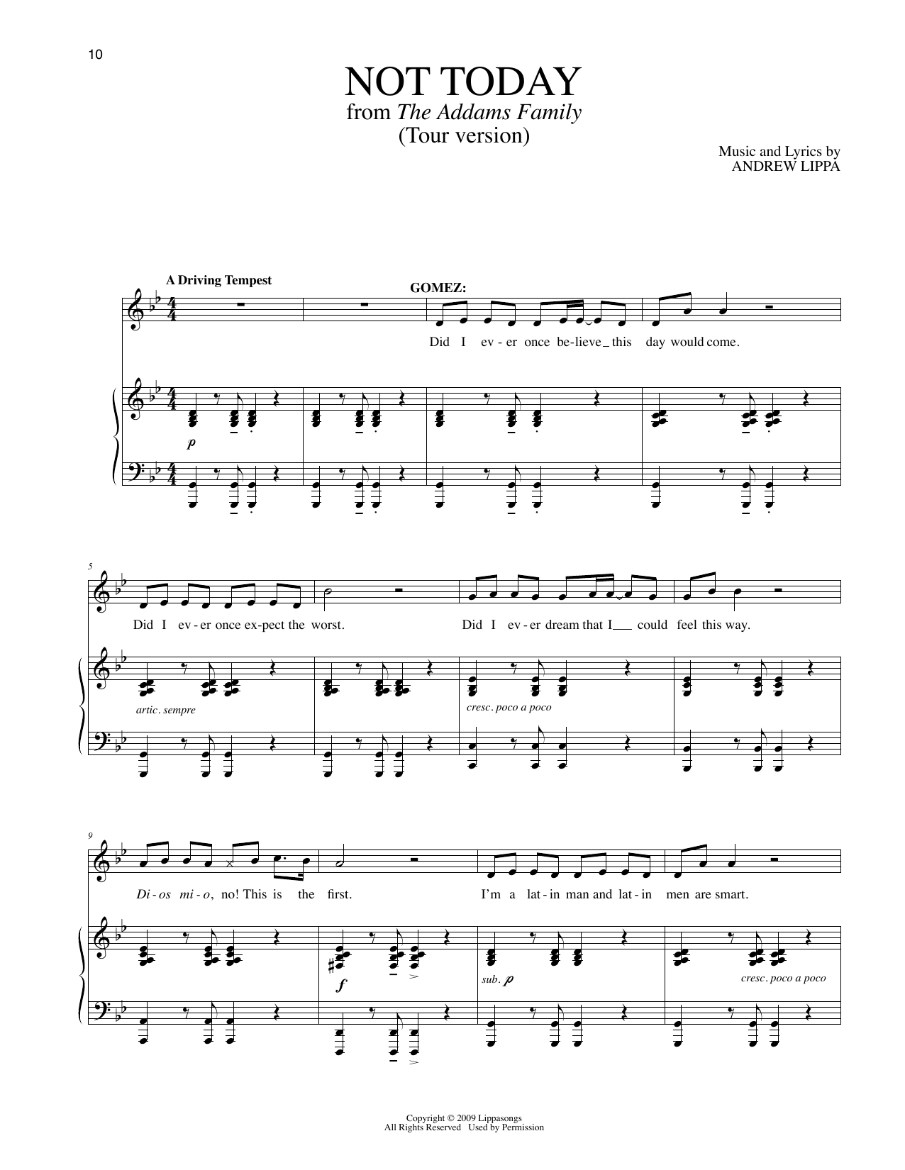 Produktbild zu: Not Today (Tour Version) (from The Addams Family)
