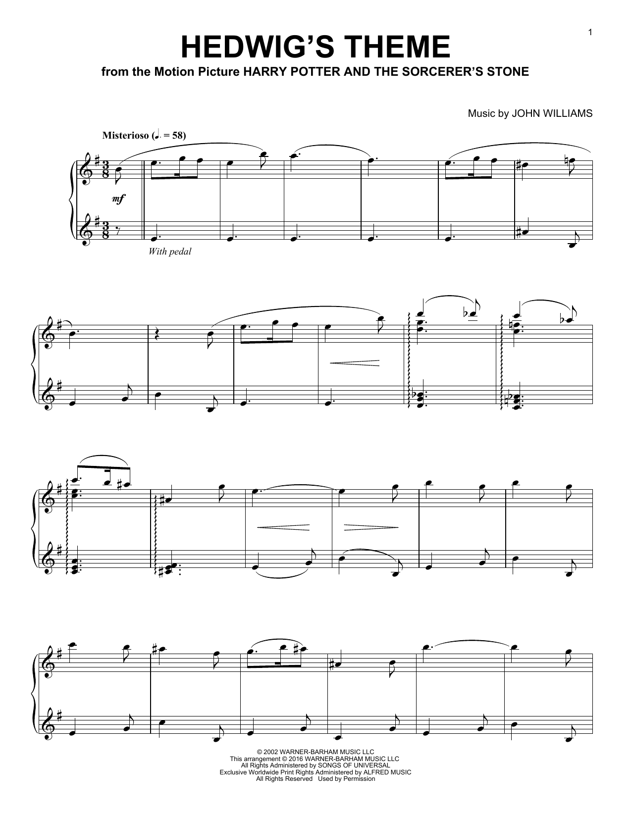 Product gallery: Page 1 of 1 Hedwig's Theme (from Harry Potter And The Sorcerer's Stone), John Williams