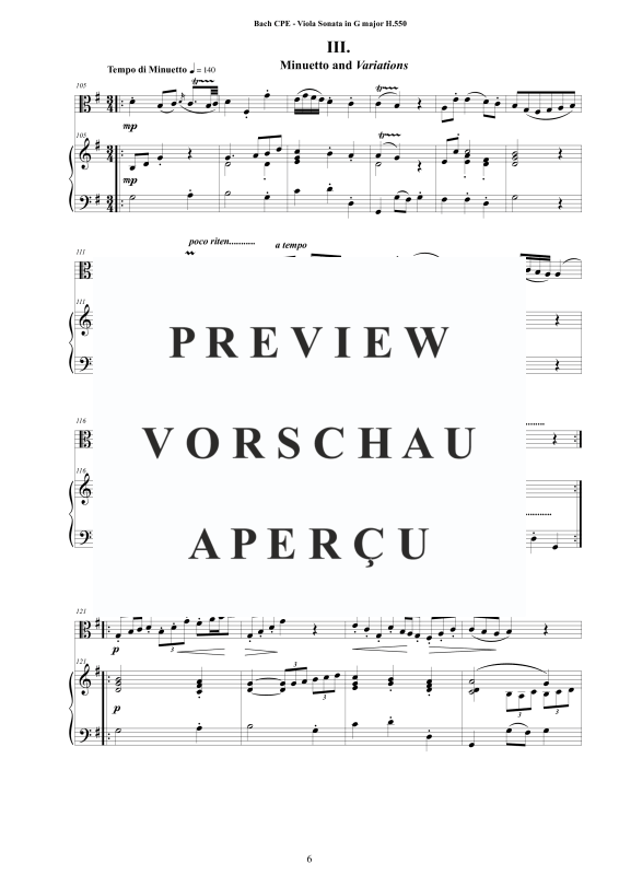 Product gallery: Page 7 of 11 Viola Sonata in G-Dur H550, , Viola and Piano/Harpsichord