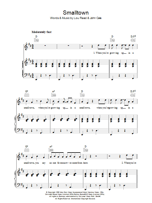 Produktgalerie: Seite 1 von 1 Smalltown, Lou Reed, Gesang, Gitarre, Klavier