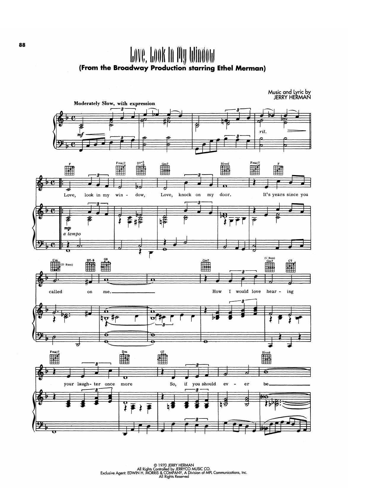 Produktgalerie: Seite 1 von 1 Love, Look In My Window (from Hello, Dolly!), Jerry Herman, Gesang, Gitarre, Klavier