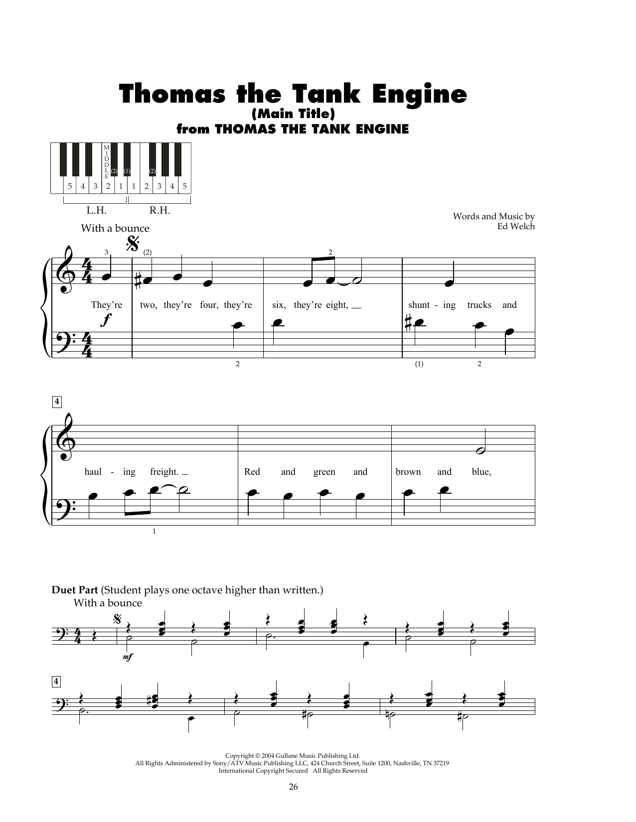 Produktgalerie: Seite 1 von 1 Thomas The Tank Engine (Main Title), Ed Welch, Klavier