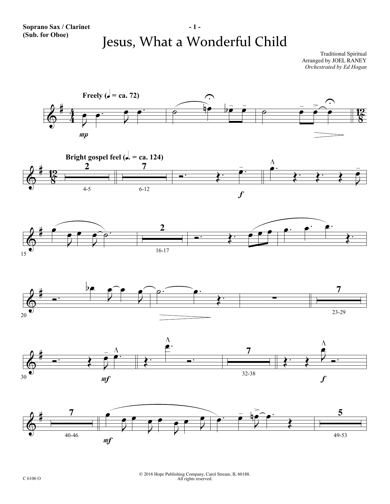 Product picture to: Jesus, What a Wonderful Child - Soprano Sax/Clarinet(sub oboe)