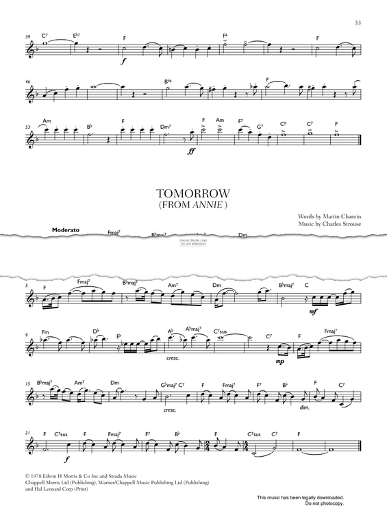 Product gallery: Page 1 of 1 Tomorrow (from "Annie"), Charles Strouse