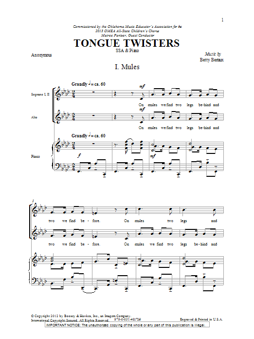 Produktgalerie: Seite 1 von 1 Tongue Twisters, Betty Bertaux, Chor