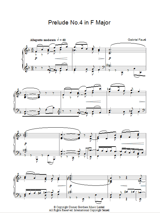 Product gallery: Page 1 of 1 Prelude No. 4 In F, Gabriel Faure