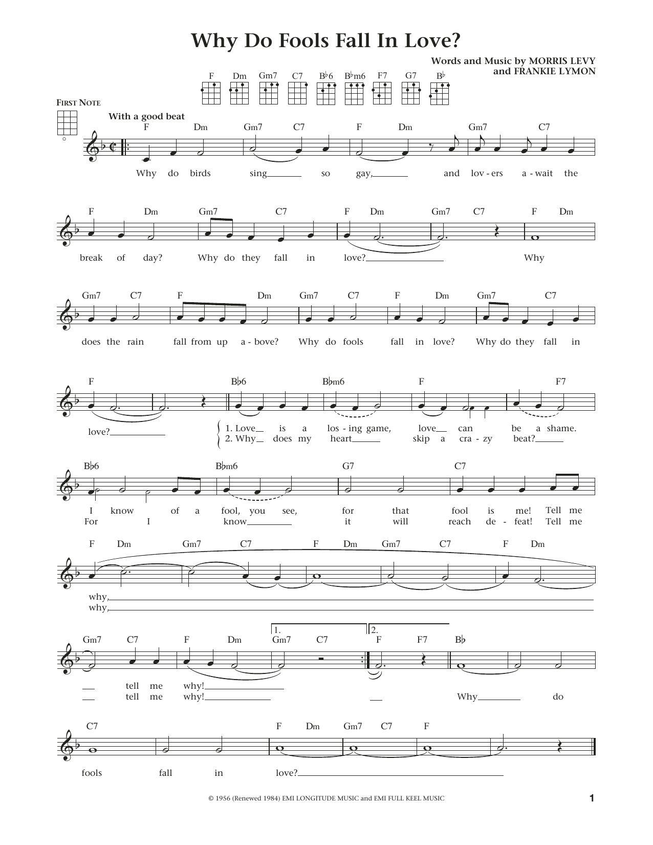 Product gallery: Page 1 of 1 Why Do Fools Fall In Love (from The Daily Ukulele) (arr. Liz and Jim Beloff), Frankie Lymon & The Teenagers