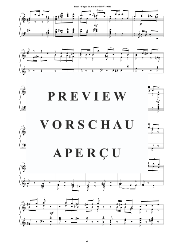 Produktgalerie: Seite 7 von 11 Fuge in A-Moll BWV 1003b - Piano Version, , Klavier Solo