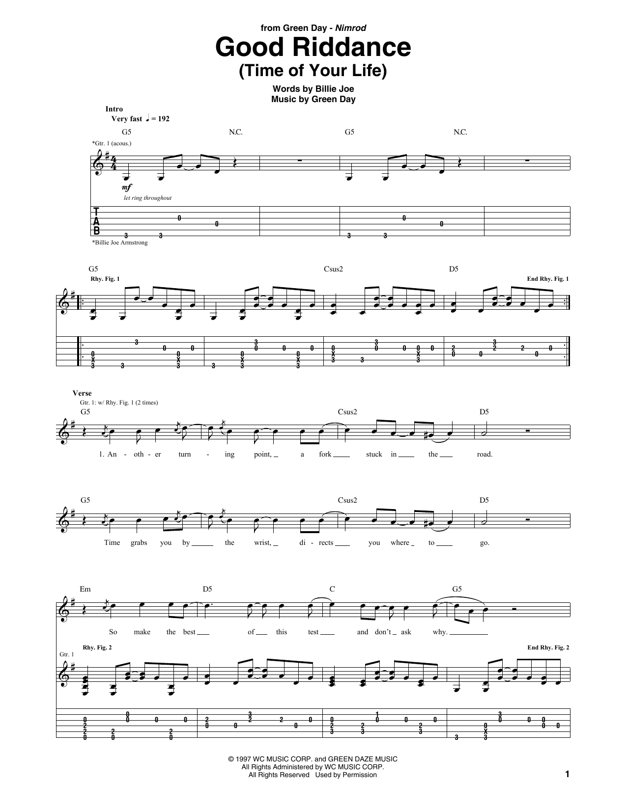 Produktbild zu:  Good Riddance (Time Of Your Life) - Green Day