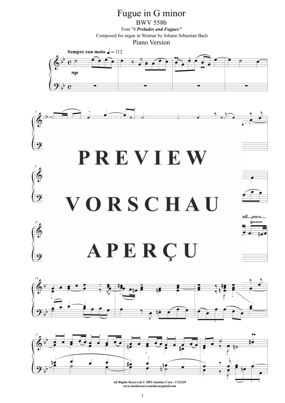 Produktgalerie: Seite 2 von 4 Fuge in G-Moll BWV 558b - Piano Version, , Klavier Solo