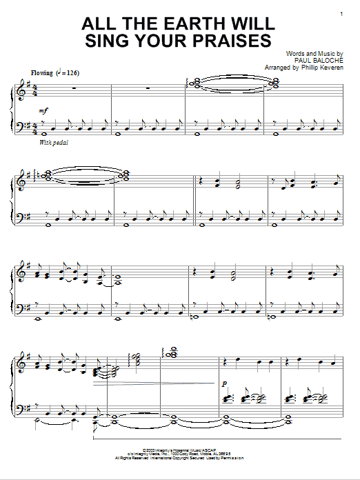 Product picture to: All The Earth Will Sing Your Praises [Jazz version] (arr. Phillip Keveren)