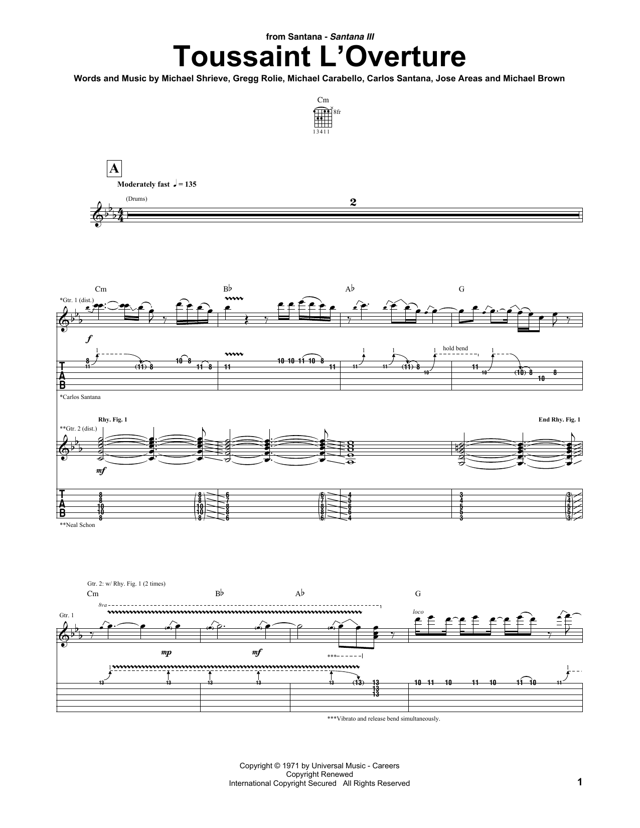Product gallery: Page 1 of 1 Toussaint L'Overture, Santana