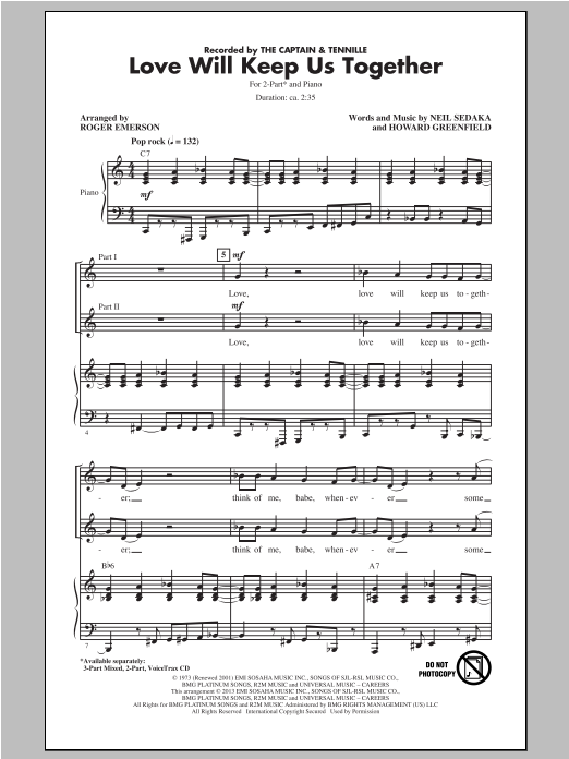 Product picture to: Love Will Keep Us Together (arr. Roger Emerson)