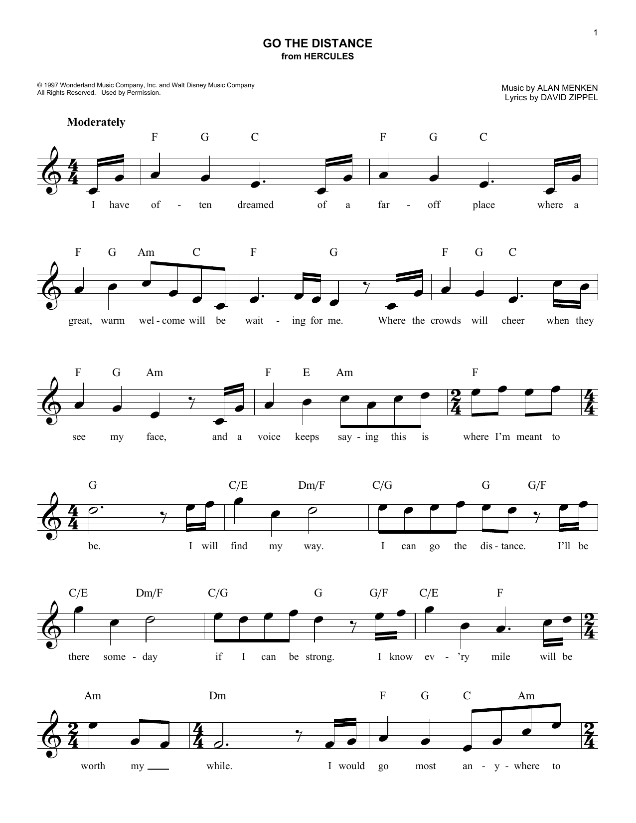Produktbild zu: Go The Distance (from Hercules)