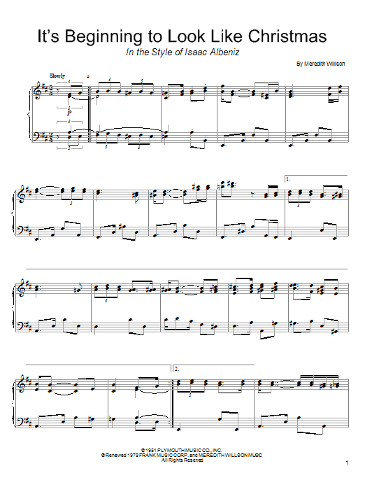 Product gallery: Page 1 of 1 It's Beginning To Look Like Christmas (in the style of Albeniz) (arr. David Pearl), Meredith Willson