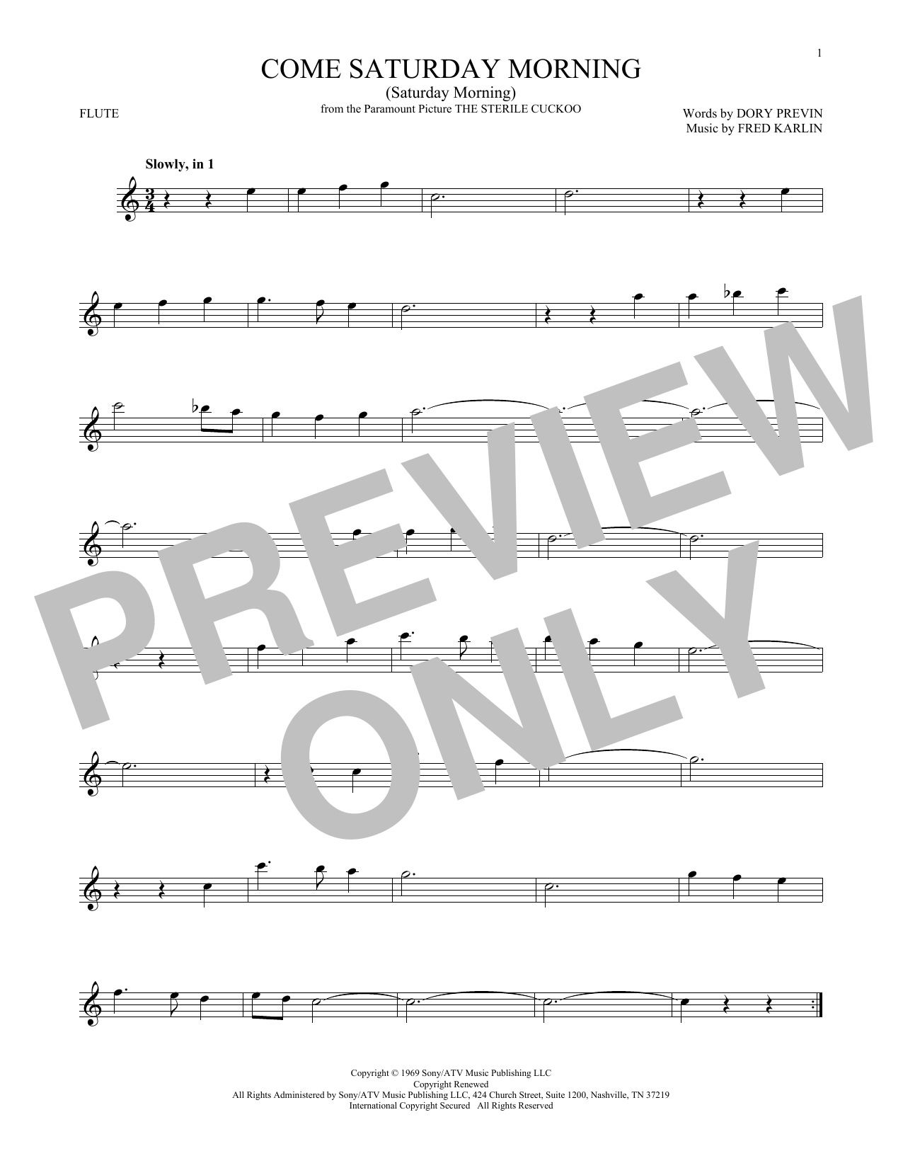 Product gallery: Page 1 of 1 Come Saturday Morning (Saturday Morning), Dory Previn