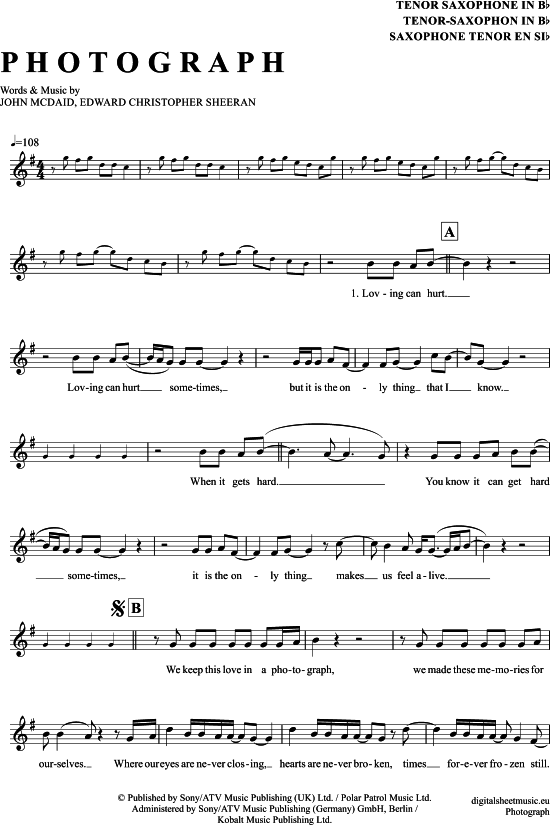 Product gallery: Page 1 of 4 Photograph , Sheeran, Ed, Tenor Saxophone