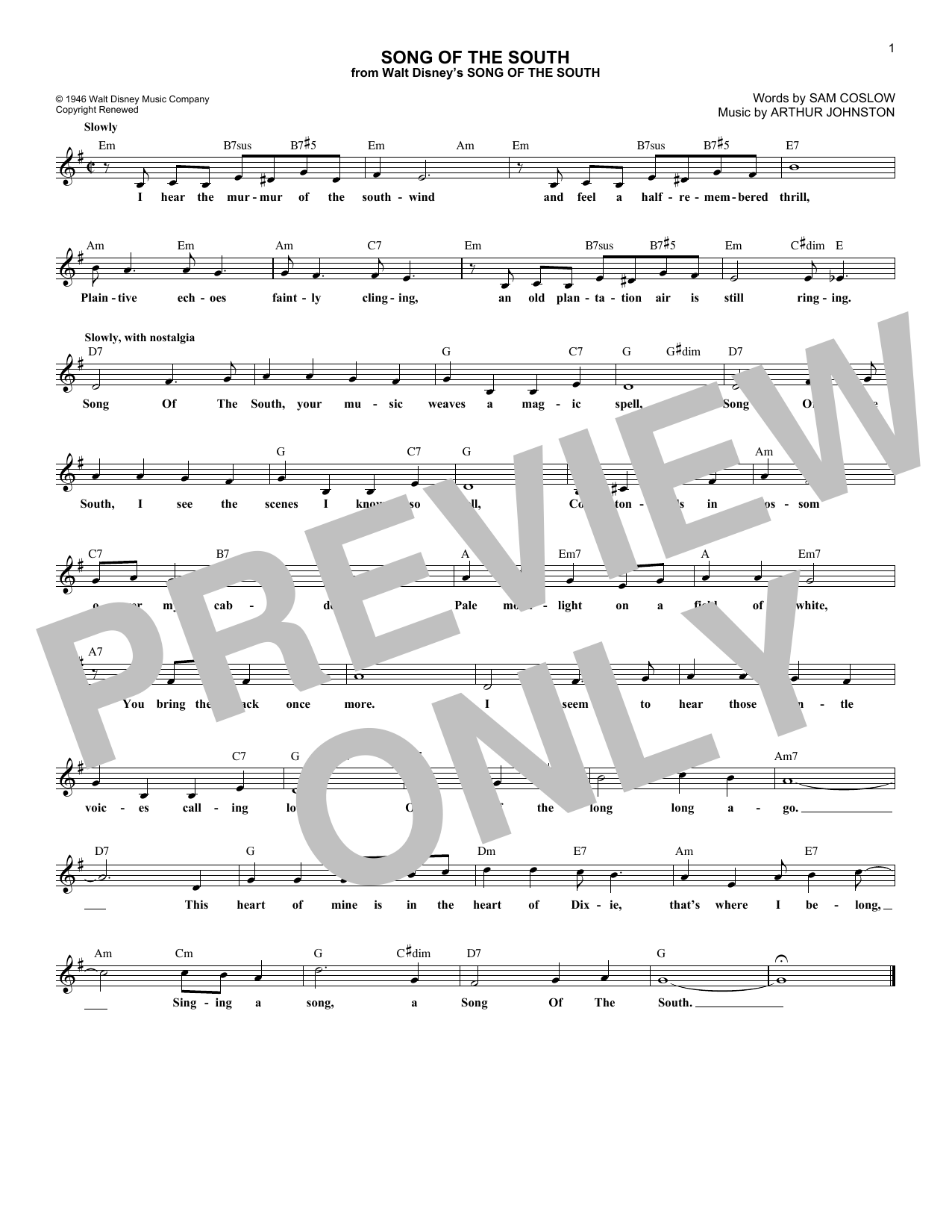 Product picture to: Song Of The South
