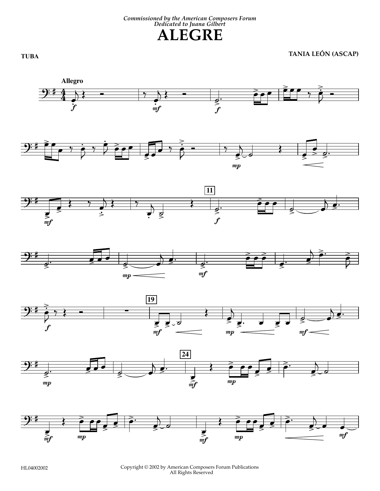 Produktgalerie: Seite 1 von 1 Alegre - Tuba, Tania Leon, Ensemble