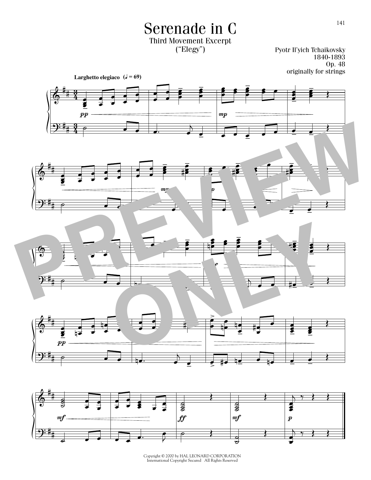 Produktbild zu: Serenade In C, Op. 48, Third Movement ("Elegy") Excerpt