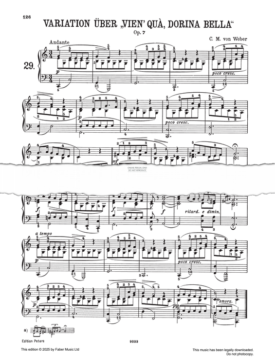 Produktgalerie: Seite 1 von 1 Variations on Vien quà, Dorina bella op.7, Carl Maria von Weber, Klavier
