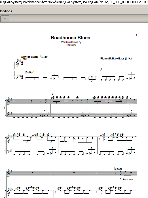 Produktgalerie: Seite 1 von 1 Roadhouse Blues, The Doors, Gesang, Klavier