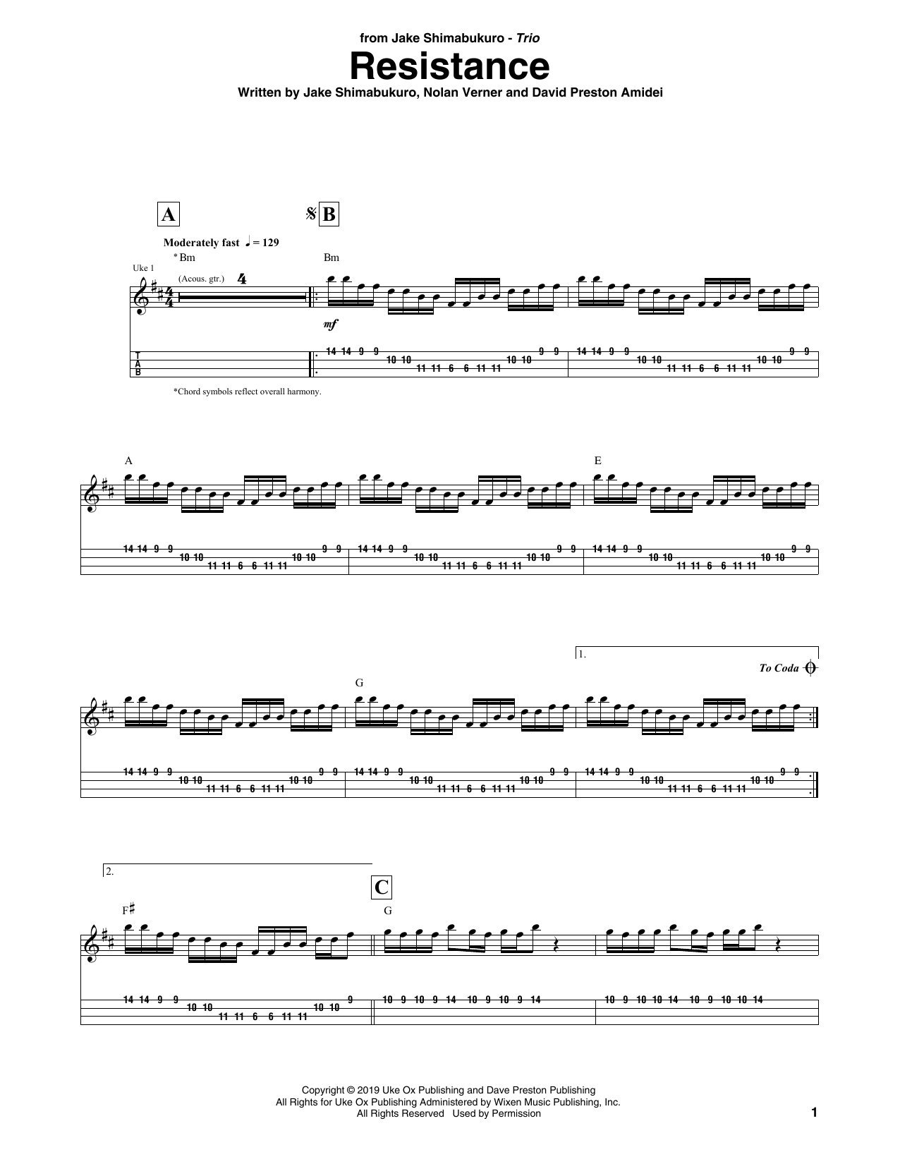Product gallery: Page 1 of 1 Resistance, Jake Shimabukuro Trio