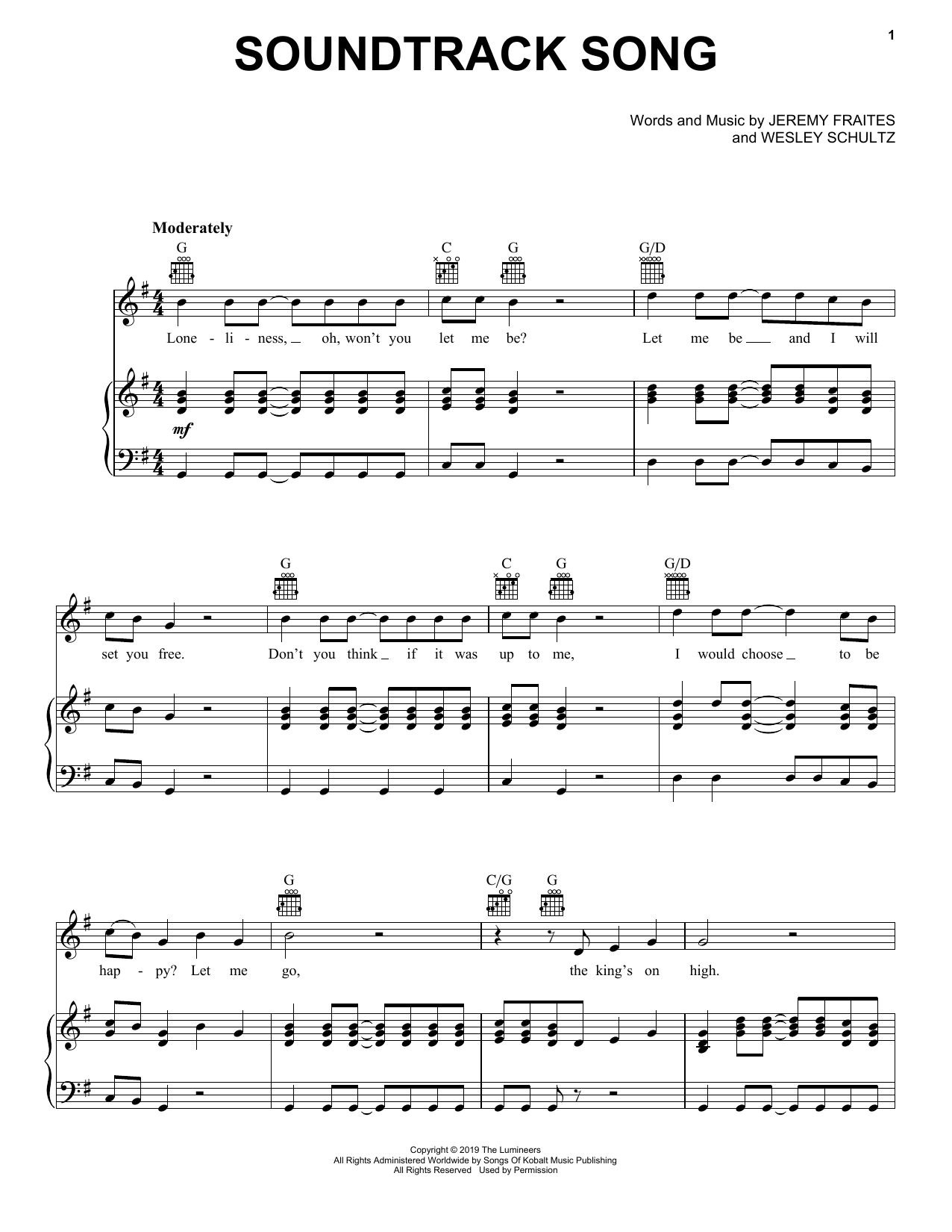 Produktgalerie: Seite 1 von 1 Soundtrack Song, The Lumineers, Gesang, Gitarre, Klavier