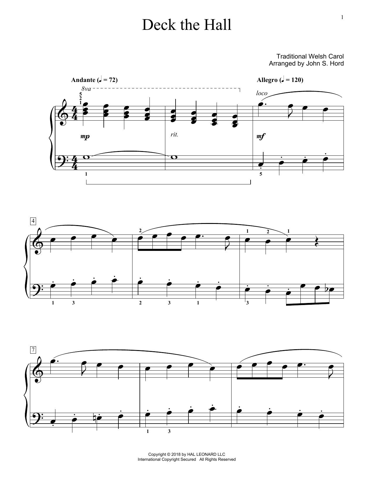 Produktbild zu: Deck The Hall (arr. John S. Hord)
