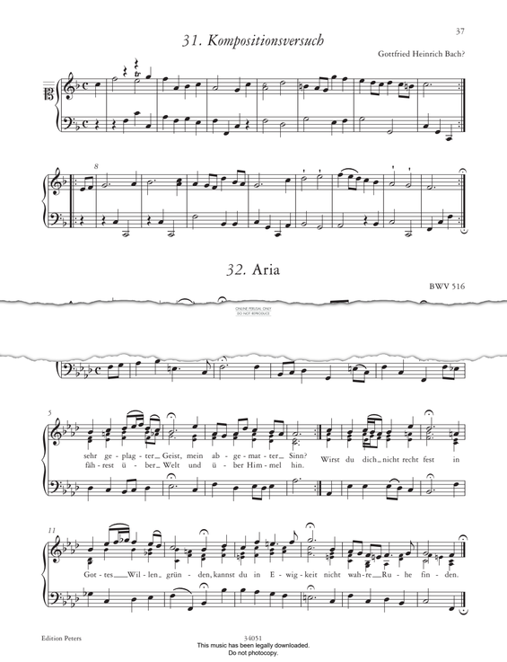 Product picture to: Kompositionsversuch In F Major BWV Anh. 131 (from 'The Anna Magdalena Notebook 1725')