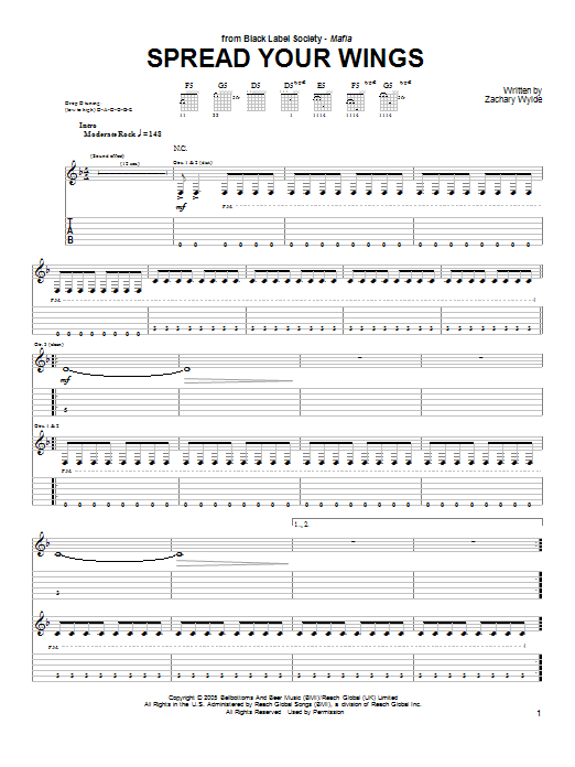 Produktgalerie: Seite 1 von 1 Spread Your Wings, Black Label Society, Gitarre