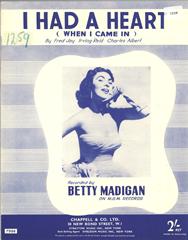 cover: I Had A Heart (When I Came In), Betty Madigan, Gesang, Klavier