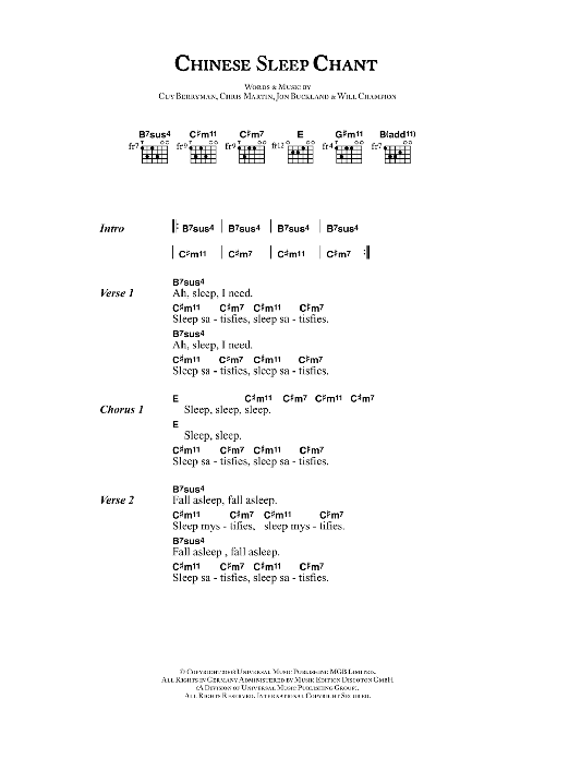 Produktgalerie: Seite 1 von 1 Chinese Sleep Chant, Coldplay, Gitarre
