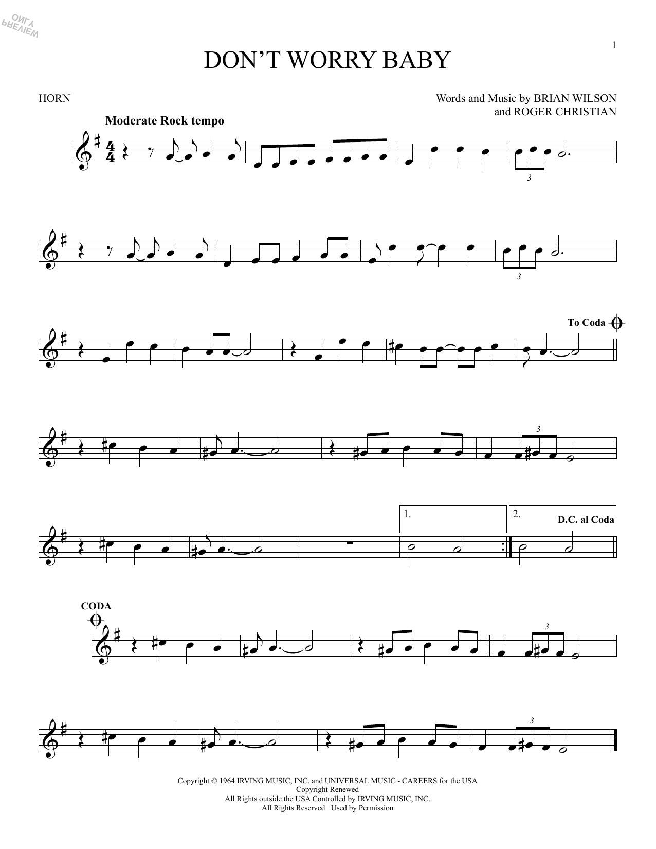 Produktgalerie: Seite 1 von 1 Don't Worry Baby, The Beach Boys, Horn